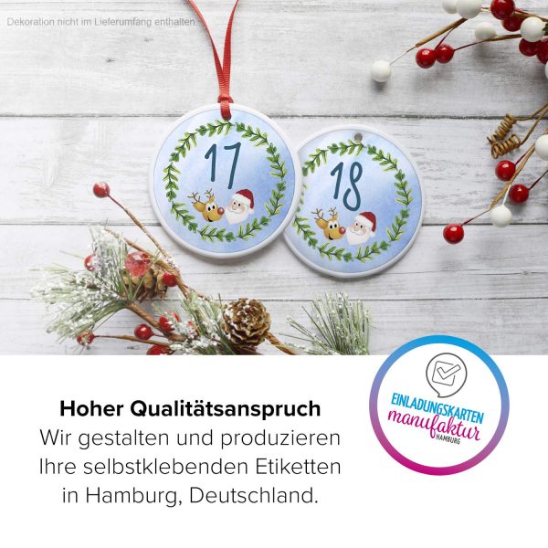Adventskalender-Zahlen Aufkleber 1 bis 24 / für Kinder / Etiketten / Sticker / Weihnachtskalender / Advent / Rund / DIY / zum Aufkleben – Bild 3