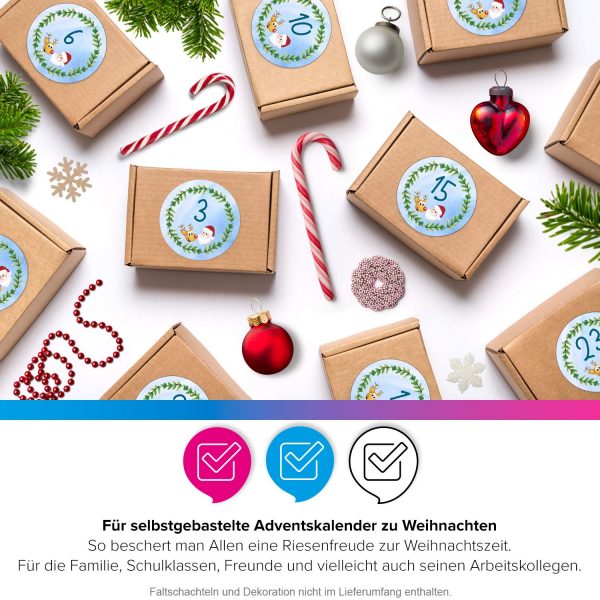 Adventskalender-Zahlen Aufkleber 1 bis 24 / für Kinder / Etiketten / Sticker / Weihnachtskalender / Advent / Rund / DIY / zum Aufkleben – Bild 5