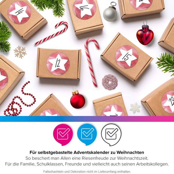 Adventskalender-Zahlen Aufkleber 1 bis 24 / Stern mit Nummern / Etiketten / Sticker / Weihnachtskalender / Advent / Rund / DIY / zum Aufkleben – Bild 5