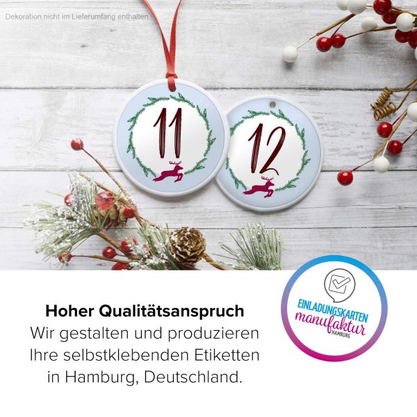 Adventskalender-Zahlen Aufkleber 1 bis 24 / Modern große Zahlen / Etiketten / Sticker / Weihnachtskalender / Advent / Rund / DIY / zum Aufkleben – Bild 3