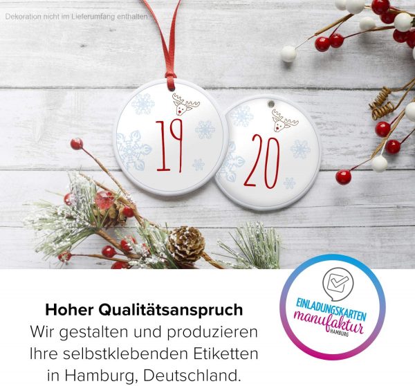 Adventskalender-Zahlen Aufkleber 1 bis 24 / Schlicht modern / Etiketten / Sticker / Weihnachtskalender / Advent / Rund / DIY / zum Aufkleben – Bild 3