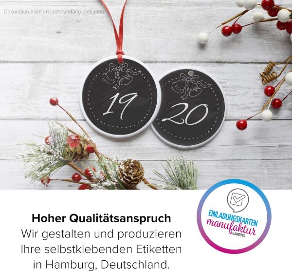 Adventskalender-Zahlen Aufkleber 1 bis 24 / Kreide Look / Etiketten / Sticker / Weihnachtskalender / Advent / Rund / DIY / zum Aufkleben – Bild 3