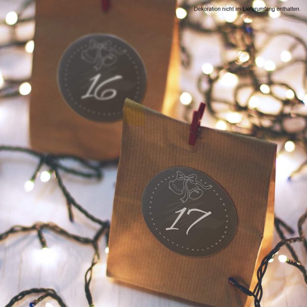 Adventskalender-Zahlen Aufkleber 1 bis 24 / Kreide Look / Etiketten / Sticker / Weihnachtskalender / Advent / Rund / DIY / zum Aufkleben – Bild 4