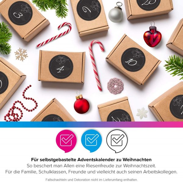 Adventskalender-Zahlen Aufkleber 1 bis 24 / Kreide Look / Etiketten / Sticker / Weihnachtskalender / Advent / Rund / DIY / zum Aufkleben – Bild 5