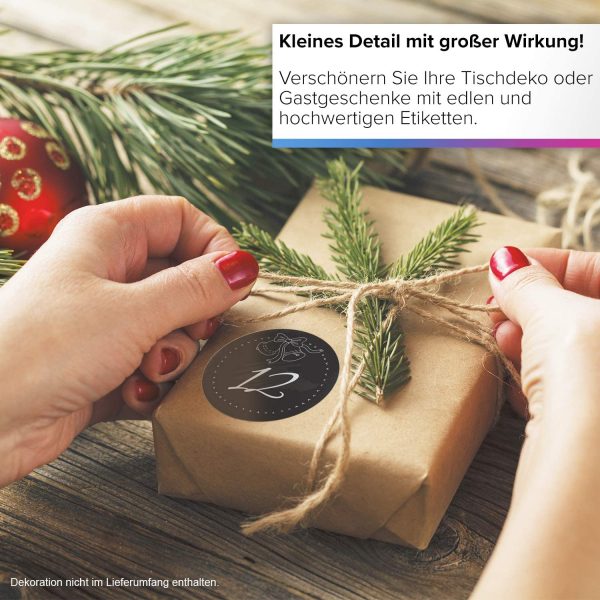 Adventskalender-Zahlen Aufkleber 1 bis 24 / Kreide Look / Etiketten / Sticker / Weihnachtskalender / Advent / Rund / DIY / zum Aufkleben – Bild 7