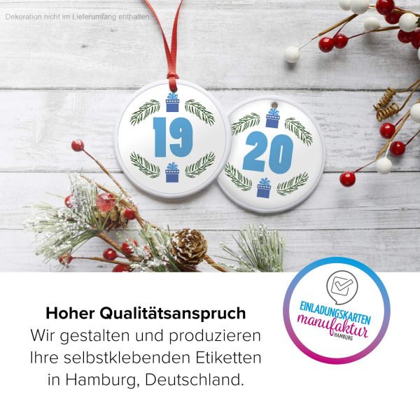 Adventskalender-Zahlen Aufkleber 1 bis 24 / modern große Zahlen / Etiketten / Sticker / Weihnachtskalender / Advent / Rund / DIY / zum Aufkleben – Bild 3