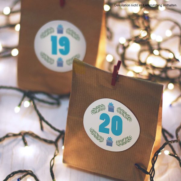Adventskalender-Zahlen Aufkleber 1 bis 24 / modern große Zahlen / Etiketten / Sticker / Weihnachtskalender / Advent / Rund / DIY / zum Aufkleben – Bild 4
