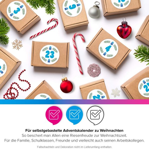 Adventskalender-Zahlen Aufkleber 1 bis 24 / modern große Zahlen / Etiketten / Sticker / Weihnachtskalender / Advent / Rund / DIY / zum Aufkleben – Bild 5