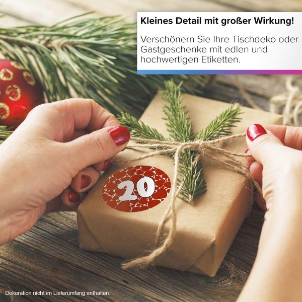 Adventskalender-Zahlen Aufkleber 1 bis 24 / Herzen rot mit großen Zahlen / Etiketten / Sticker / Weihnachtskalender / Advent / Rund / DIY / zum Aufkleben – Bild 7