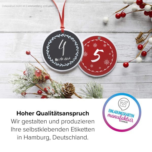 Adventskalender-Zahlen Aufkleber 1 bis 24 / Bunter Mix / Etiketten / Sticker / Weihnachtskalender / Advent / Rund / DIY / zum Aufkleben – Bild 4