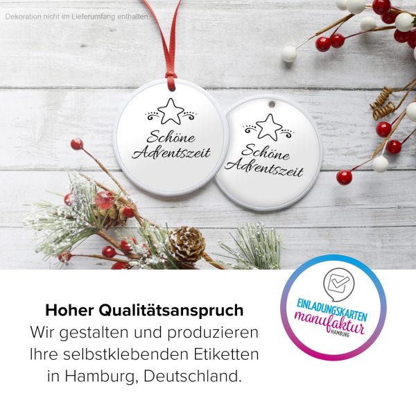 48 Weihnachtsaufkleber - Motiv Edel - Schöne Adventszeit mit Stern - für Geschenke zu Weihnachten / Sticker / Aufkleber / Etiketten / Geschenkaufkleber rund / Set – Bild 3