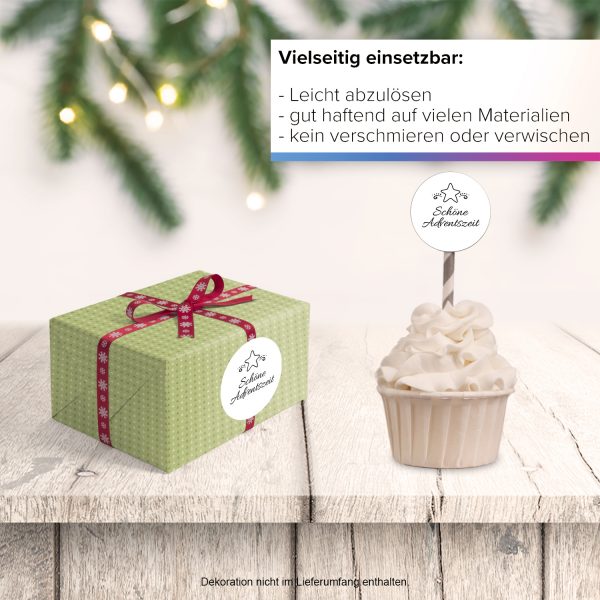 48 Weihnachtsaufkleber - Motiv Edel - Schöne Adventszeit mit Stern - für Geschenke zu Weihnachten / Sticker / Aufkleber / Etiketten / Geschenkaufkleber rund / Set – Bild 6