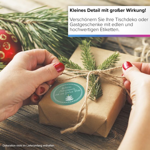 48 Weihnachtsaufkleber (Schöne Adventszeit / Frohes Fest) - für Geschenke zu Weihnachten / Sticker / Aufkleber / Etiketten / Geschenkaufkleber rund / Set – Bild 5