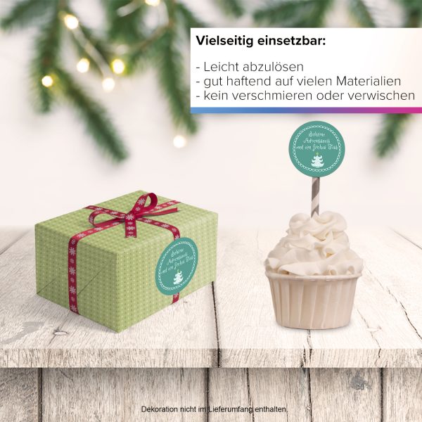48 Weihnachtsaufkleber (Schöne Adventszeit / Frohes Fest) - für Geschenke zu Weihnachten / Sticker / Aufkleber / Etiketten / Geschenkaufkleber rund / Set – Bild 6