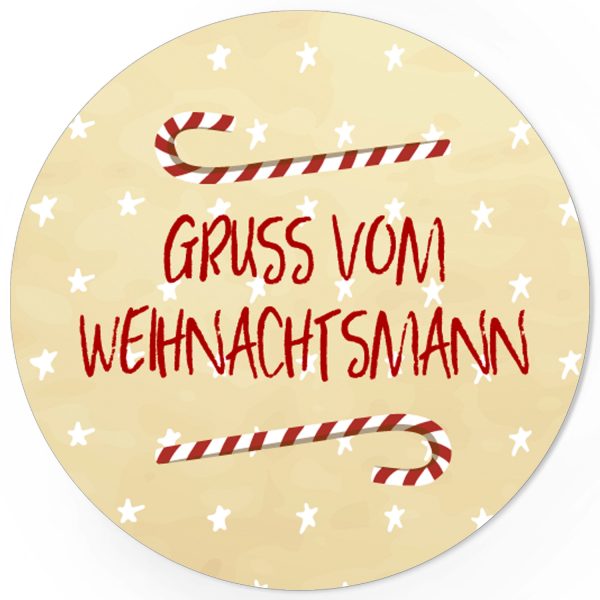 48 Weihnachtsaufkleber Motiv Gruß von Weihnachtsmann - für Geschenke zu Weihnachten / Sticker / Aufkleber / Etiketten / Geschenkaufkleber rund / Set