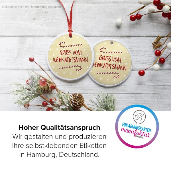 48 Weihnachtsaufkleber Motiv Gruß von Weihnachtsmann - für Geschenke zu Weihnachten / Sticker / Aufkleber / Etiketten / Geschenkaufkleber rund / Set – Bild 3