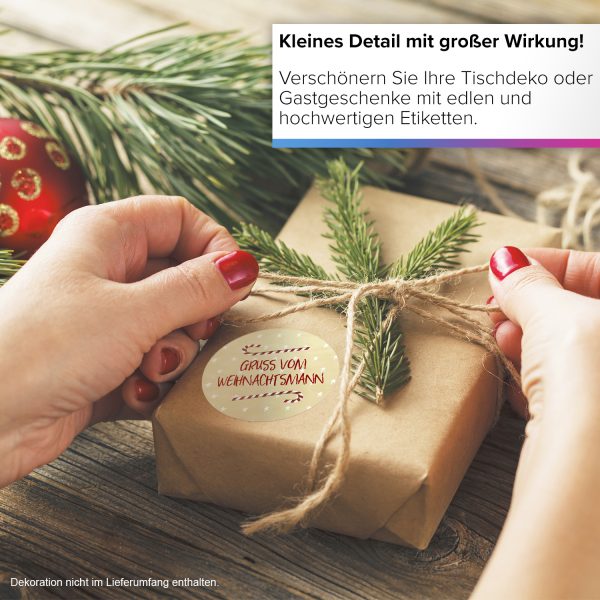48 Weihnachtsaufkleber Motiv Gruß von Weihnachtsmann - für Geschenke zu Weihnachten / Sticker / Aufkleber / Etiketten / Geschenkaufkleber rund / Set – Bild 5