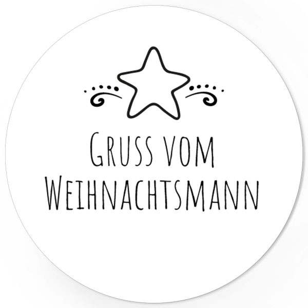 48 Weihnachtsaufkleber Gruß vom Weihnachtsmann - für Geschenke zu Weihnachten / Sticker / Aufkleber / Etiketten / Geschenkaufkleber rund / Set