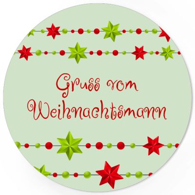 48 Weihnachtsaufkleber (Grün / Gruß vom Weihnachtsmann) - für Geschenke zu Weihnachten / Sticker / Aufkleber / Etiketten / Geschenkaufkleber rund / Set