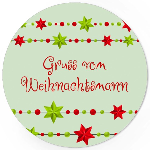 48 Weihnachtsaufkleber (Grün / Gruß vom Weihnachtsmann) - für Geschenke zu Weihnachten / Sticker / Aufkleber / Etiketten / Geschenkaufkleber rund / Set