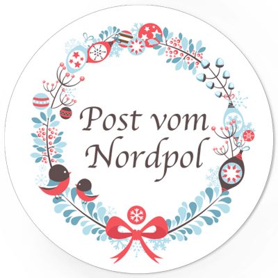 48 Weihnachtsaufkleber Edel - Post vom Nordpol - für Geschenke zu Weihnachten / Sticker / Aufkleber / Etiketten / Geschenkaufkleber rund / Set