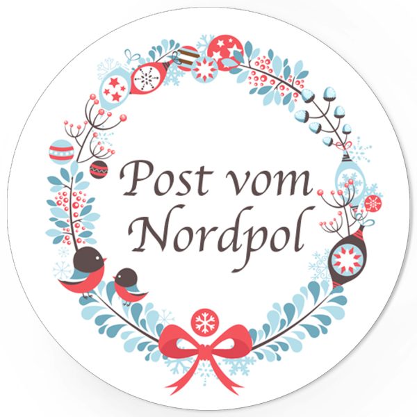 48 Weihnachtsaufkleber Edel - Post vom Nordpol - für Geschenke zu Weihnachten / Sticker / Aufkleber / Etiketten / Geschenkaufkleber rund / Set