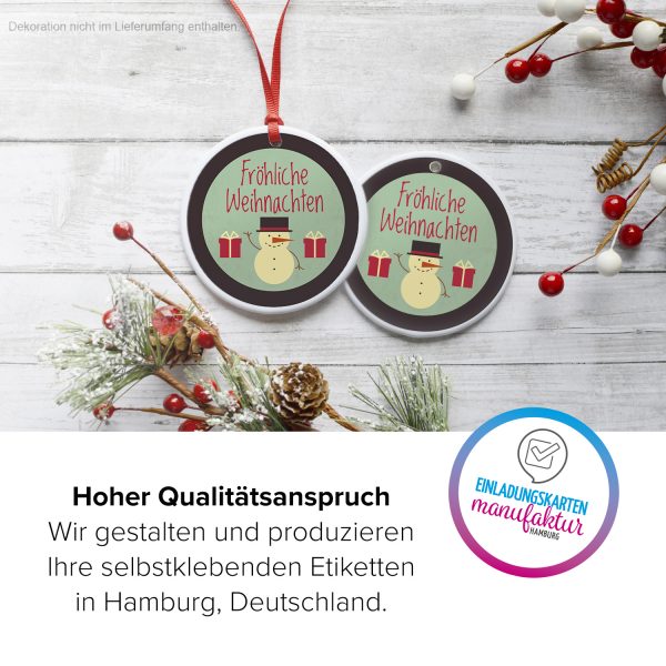 48 Weihnachtsaufkleber SCHNEEMANN / rund, ca. 4cm / Weihnachen / Adventskalender / Advent / Geschenke / Verpackung / Geschenkaufkleber rund / Set – Bild 3
