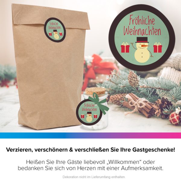 48 Weihnachtsaufkleber SCHNEEMANN / rund, ca. 4cm / Weihnachen / Adventskalender / Advent / Geschenke / Verpackung / Geschenkaufkleber rund / Set – Bild 4