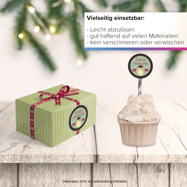 48 Weihnachtsaufkleber SCHNEEMANN / rund, ca. 4cm / Weihnachen / Adventskalender / Advent / Geschenke / Verpackung / Geschenkaufkleber rund / Set – Bild 6
