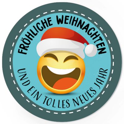 48 Weihnachtsaufkleber LACHENDER SMILEY / rund, ca. 4cm / Weihnachen / Adventskalender / Advent / Geschenke / Verpackung / Geschenkaufkleber  / Set