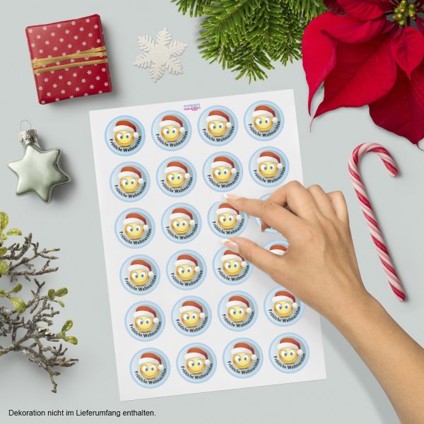 48 Weihnachtsaufkleber WEIHNACHTS-EMOJI / rund, ca. 4cm / Weihnachen / Adventskalender / Advent / Geschenke / Verpackung / Deko / Geschenkaufkleber  / Set – Bild 2