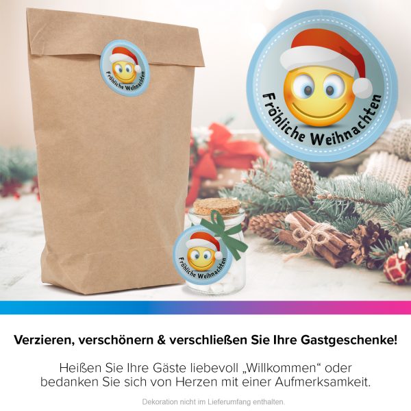 48 Weihnachtsaufkleber WEIHNACHTS-EMOJI / rund, ca. 4cm / Weihnachen / Adventskalender / Advent / Geschenke / Verpackung / Deko / Geschenkaufkleber  / Set – Bild 4