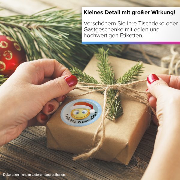 48 Weihnachtsaufkleber WEIHNACHTS-EMOJI / rund, ca. 4cm / Weihnachen / Adventskalender / Advent / Geschenke / Verpackung / Deko / Geschenkaufkleber  / Set – Bild 5