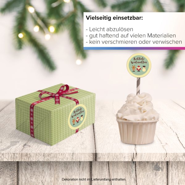 48 Weihnachtsaufkleber VINTAGE MOTIVE / rund, ca. 4cm / Weihnachen / Adventskalender / Advent / Geschenke / Verpackung / Deko / Geschenkaufkleber  / Set – Bild 6