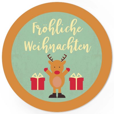 48 Weihnachtsaufkleber ELCH FREUT SICH / rund, ca. 4cm / Weihnachen / Adventskalender / Advent / Geschenke / Verpackung / Deko / Geschenkaufkleber  / Set
