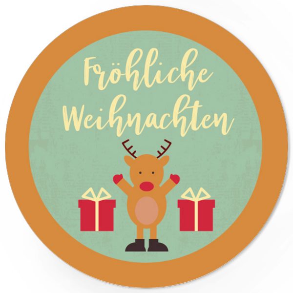48 Weihnachtsaufkleber ELCH FREUT SICH / rund, ca. 4cm / Weihnachen / Adventskalender / Advent / Geschenke / Verpackung / Deko / Geschenkaufkleber  / Set