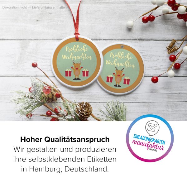 48 Weihnachtsaufkleber ELCH FREUT SICH / rund, ca. 4cm / Weihnachen / Adventskalender / Advent / Geschenke / Verpackung / Deko / Geschenkaufkleber  / Set – Bild 3