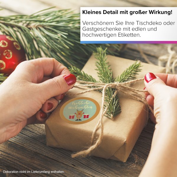 48 Weihnachtsaufkleber ELCH FREUT SICH / rund, ca. 4cm / Weihnachen / Adventskalender / Advent / Geschenke / Verpackung / Deko / Geschenkaufkleber  / Set – Bild 5