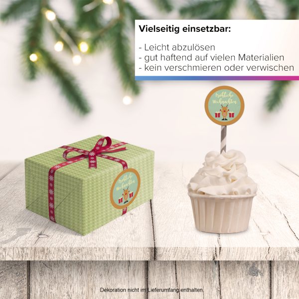 48 Weihnachtsaufkleber ELCH FREUT SICH / rund, ca. 4cm / Weihnachen / Adventskalender / Advent / Geschenke / Verpackung / Deko / Geschenkaufkleber  / Set – Bild 6