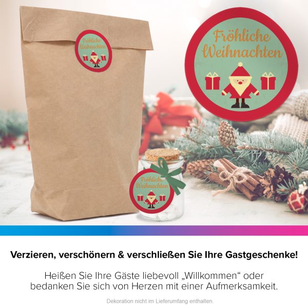 48 Weihnachtsaufkleber VINTAGE WEIHNACHTSMANN / rund, ca. 4cm / Weihnachen / Adventskalender / Advent / Geschenke / Verpackung / Deko / Geschenkaufkleber – Bild 4