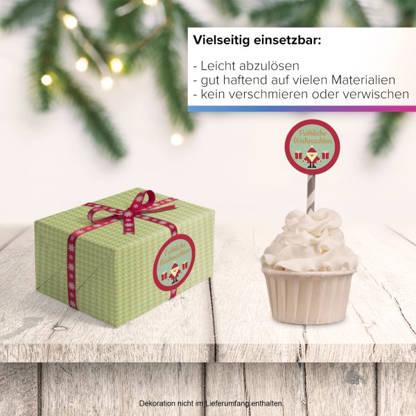48 Weihnachtsaufkleber VINTAGE WEIHNACHTSMANN / rund, ca. 4cm / Weihnachen / Adventskalender / Advent / Geschenke / Verpackung / Deko / Geschenkaufkleber – Bild 6