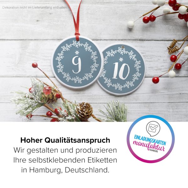 Adventskalender-Zahlen Aufkleber 1 bis 24 / Hellblau grau, große Zahlen / Weihnachtskalender Etiketten rund / Advent / DIY / zum Aufkleben – Bild 3