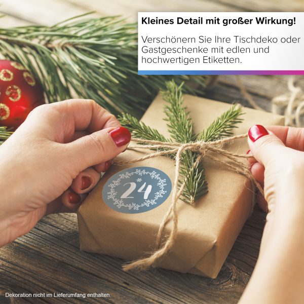 Adventskalender-Zahlen Aufkleber 1 bis 24 / Hellblau grau, große Zahlen / Weihnachtskalender Etiketten rund / Advent / DIY / zum Aufkleben – Bild 7