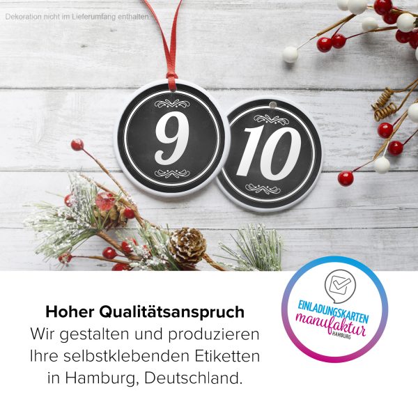 Adventskalender-Zahlen Aufkleber 1 bis 24 / schwarz Tafellook, große Zahlen / Weihnachtskalender Etiketten rund / Advent / DIY / zum Aufkleben – Bild 3