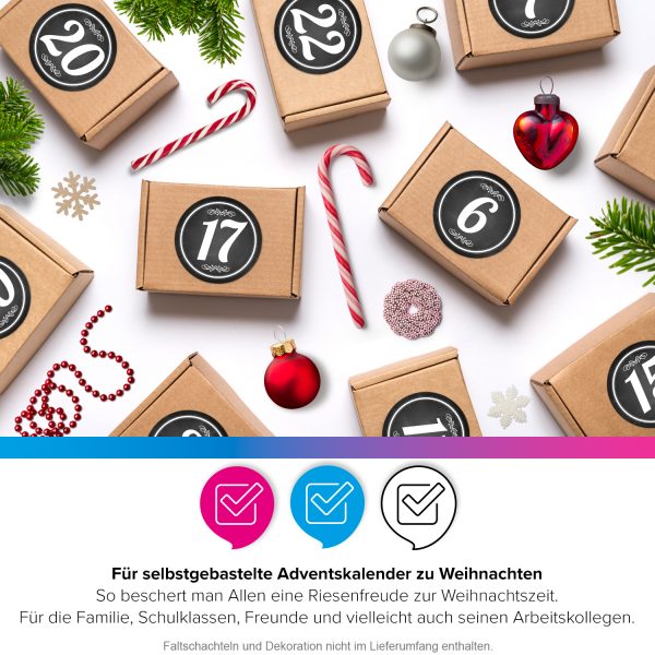 Adventskalender-Zahlen Aufkleber 1 bis 24 / schwarz Tafellook, große Zahlen / Weihnachtskalender Etiketten rund / Advent / DIY / zum Aufkleben – Bild 5