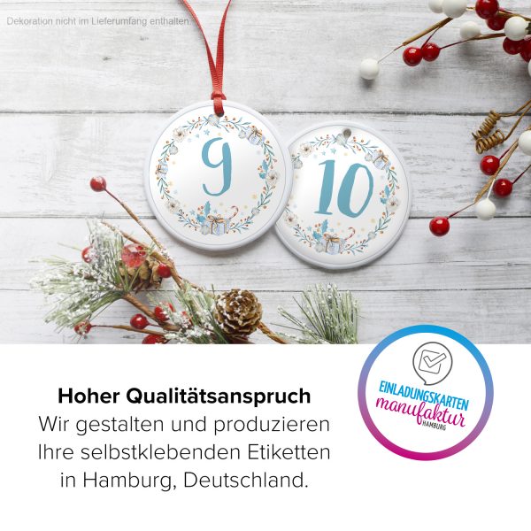 Adventskalender-Zahlen Aufkleber 1 bis 24 / Große blaue Zahlen / Weihnachtskalender Etiketten rund / Advent / DIY / zum Aufkleben – Bild 3