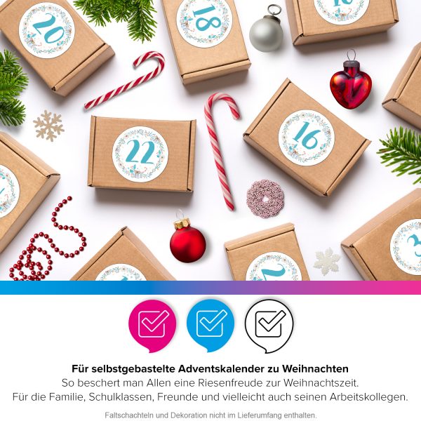 Adventskalender-Zahlen Aufkleber 1 bis 24 / Große blaue Zahlen / Weihnachtskalender Etiketten rund / Advent / DIY / zum Aufkleben – Bild 5