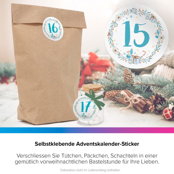 Adventskalender-Zahlen Aufkleber 1 bis 24 / Große blaue Zahlen / Weihnachtskalender Etiketten rund / Advent / DIY / zum Aufkleben – Bild 6