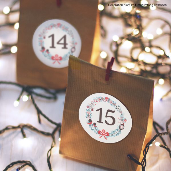 Adventskalender-Zahlen Aufkleber 1 bis 24 / Wunderbares Design, große Zahlen / Weihnachtskalender Etiketten rund / Advent / DIY / zum Aufkleben – Bild 4