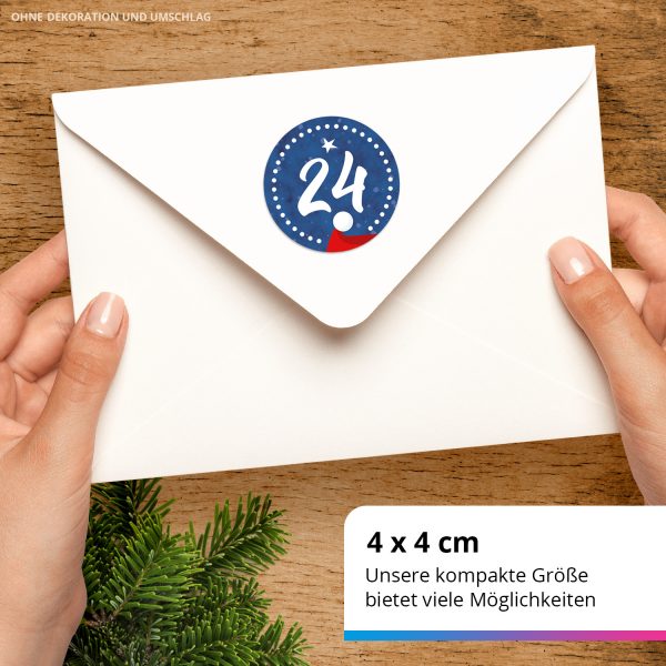 Adventskalender-Zahlen Aufkleber 1 bis 24 / Blau gestrichelt / Etiketten / Sticker / Weihnachtskalender / Advent / Rund / DIY / zum Aufkleben – Bild 3